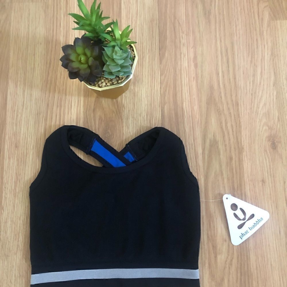 NWT Phat Buddha Black/Blue Sports Bra